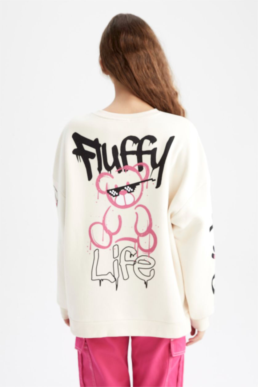 WOMAN Light Stone Oversize Fit Thick Sweatshirt Fabric Sweatshirt