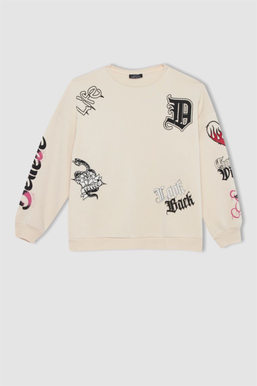 WOMAN Light Stone Oversize Fit Thick Sweatshirt Fabric Sweatshirt