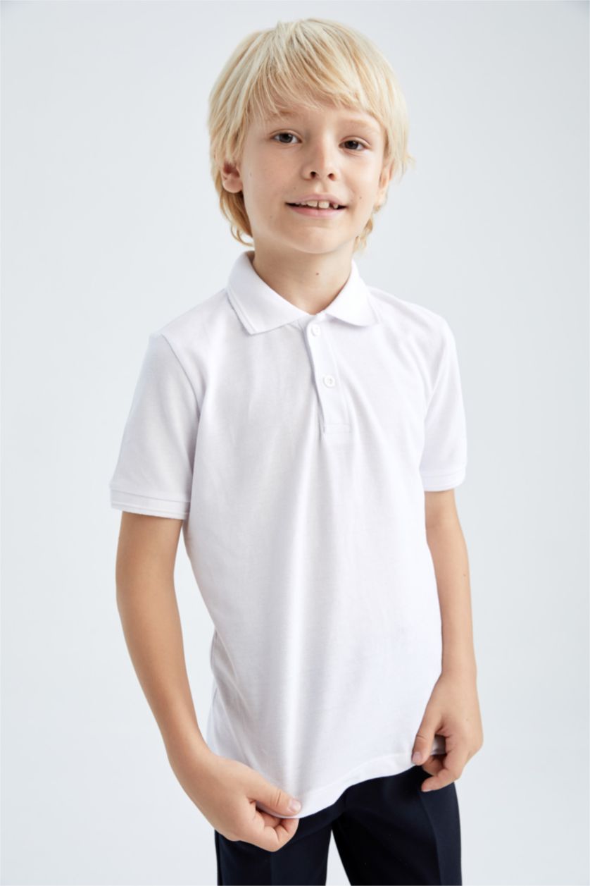 GARÇONS Blanc Polo à manches longues Col Polo 2 Garçon
