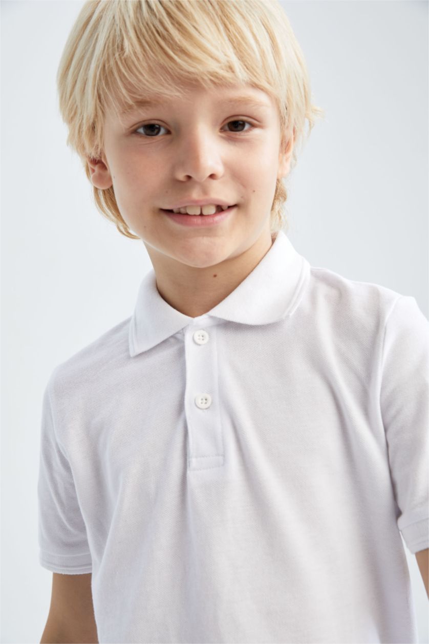GARÇONS Blanc Polo à manches longues Col Polo 2 Garçon