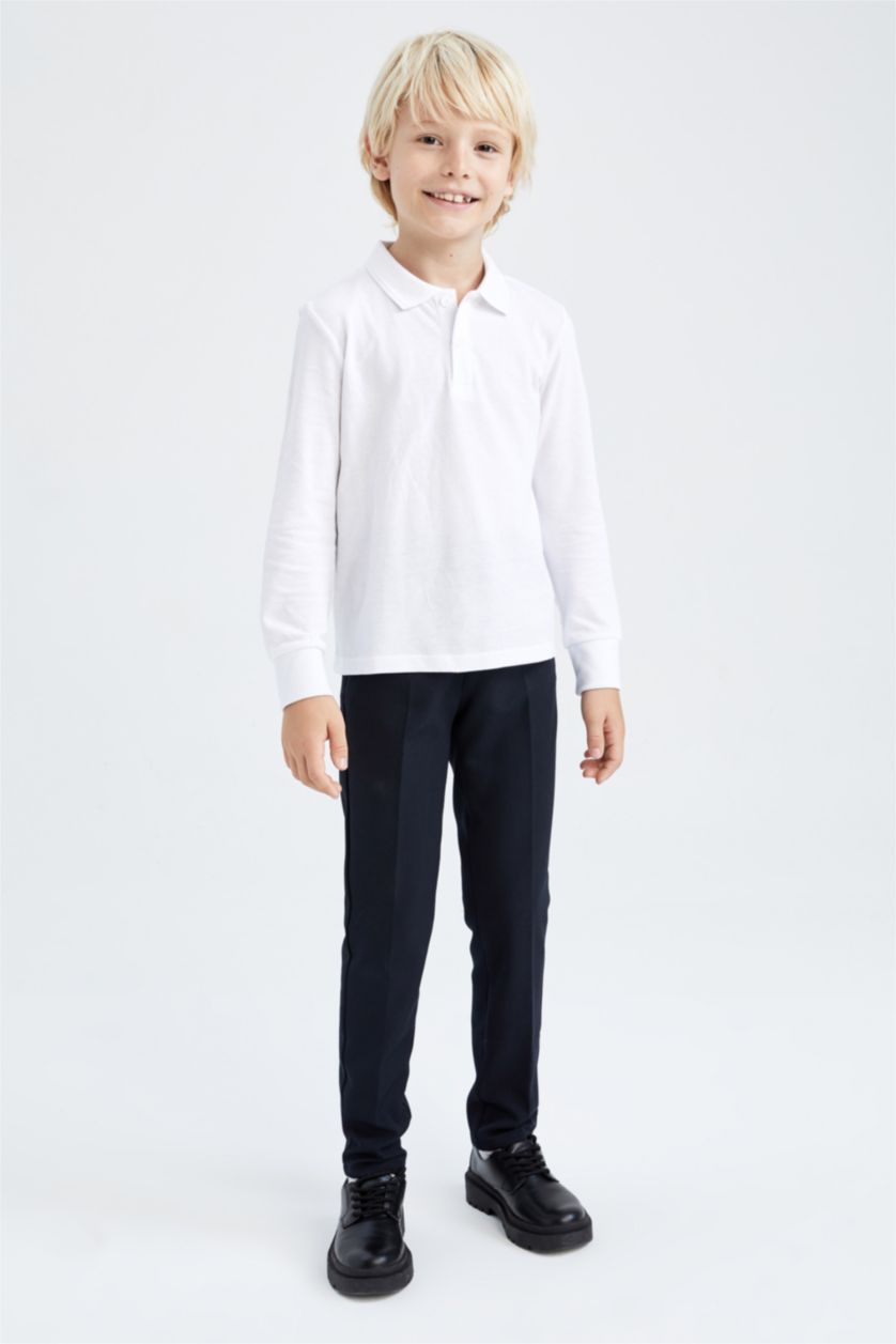 GARÇONS Blanc Polo à manches longues Col Polo 2 Garçon
