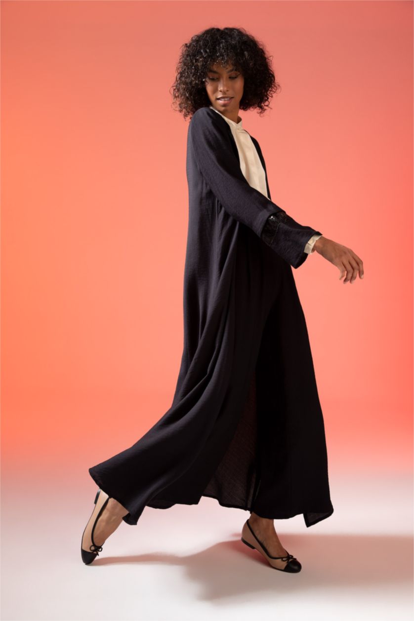 WOMAN Black Regular Fit Long Sleeve Long Sleeve Woven Dress