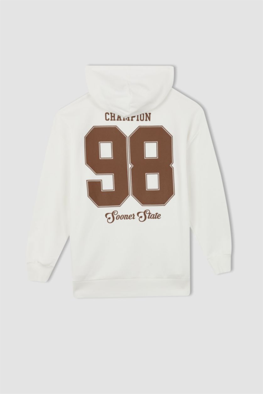 WOMAN Ecru Oversize Fit Thick Sweatshirt Fabric Cardigan