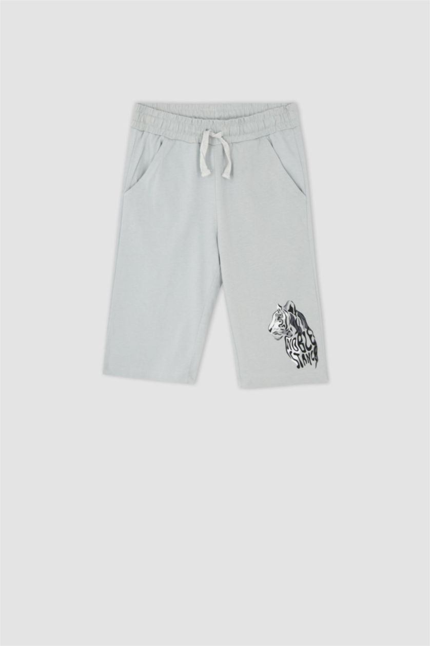 BOYS & TEENS Light Grey شورت قصة عادية
