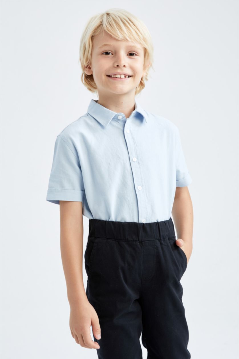Boys & Teens Light Blue Regular Fit Short Sleeve Shirt