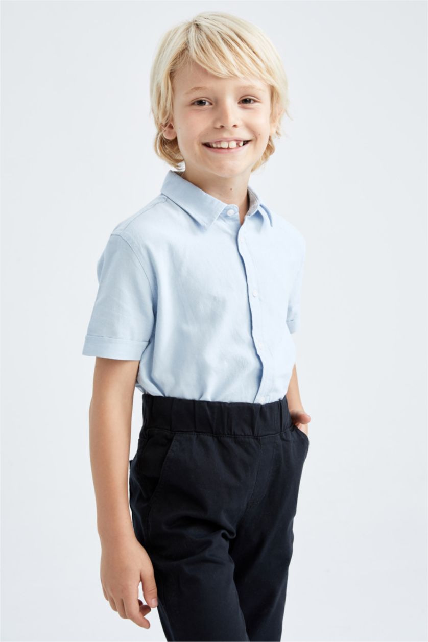 Boys & Teens Light Blue Regular Fit Short Sleeve Shirt