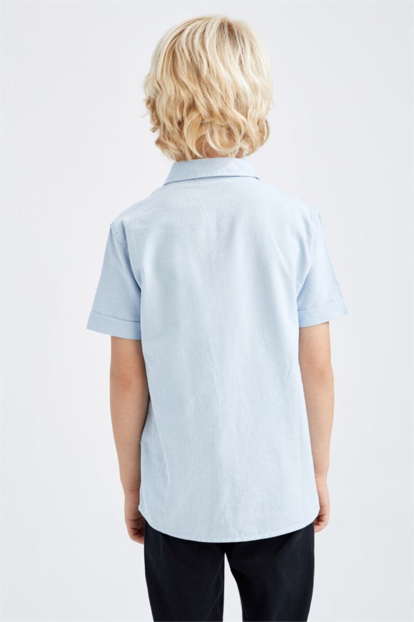 Boys & Teens Light Blue Regular Fit Short Sleeve Shirt
