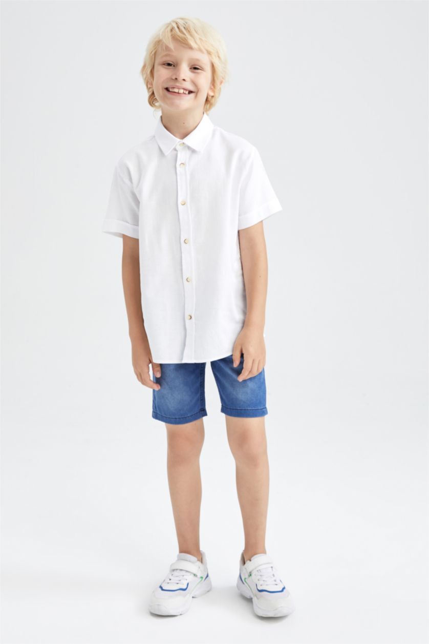 GARÇONS Blanc Chemises à manches courtes Oxford Col Polo Garçon