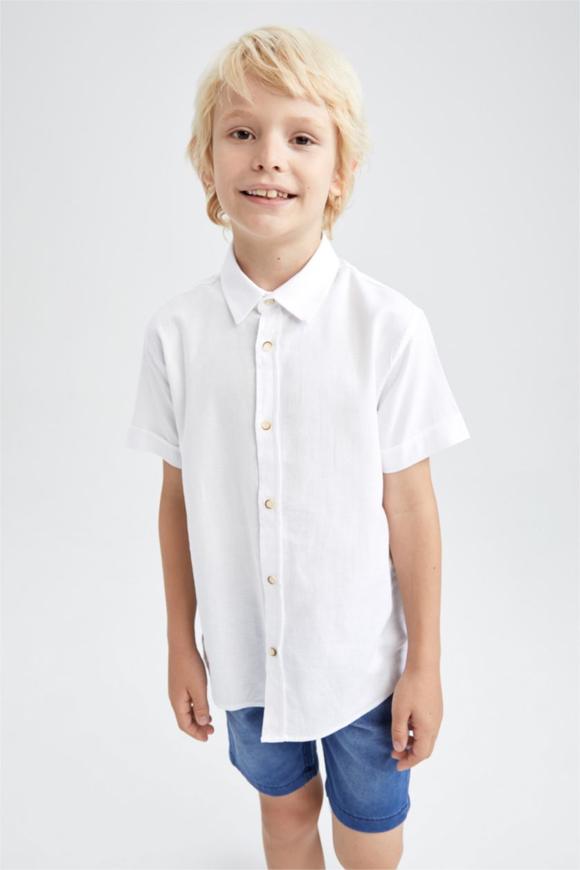 GARÇONS Blanc Chemises à manches courtes Oxford Col Polo Garçon