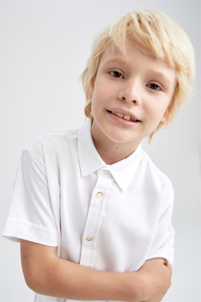 GARÇONS Blanc Chemises à manches courtes Oxford Col Polo Garçon