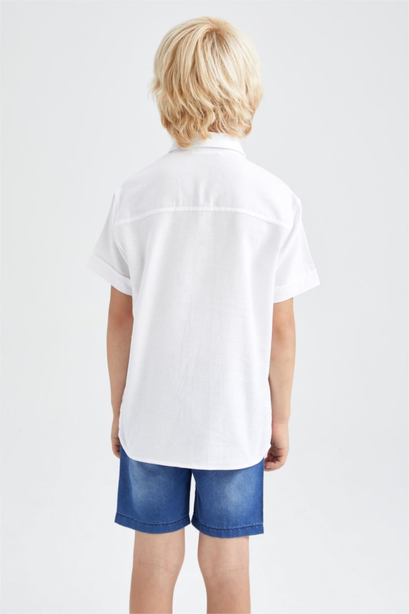 GARÇONS Blanc Chemises à manches courtes Oxford Col Polo Garçon