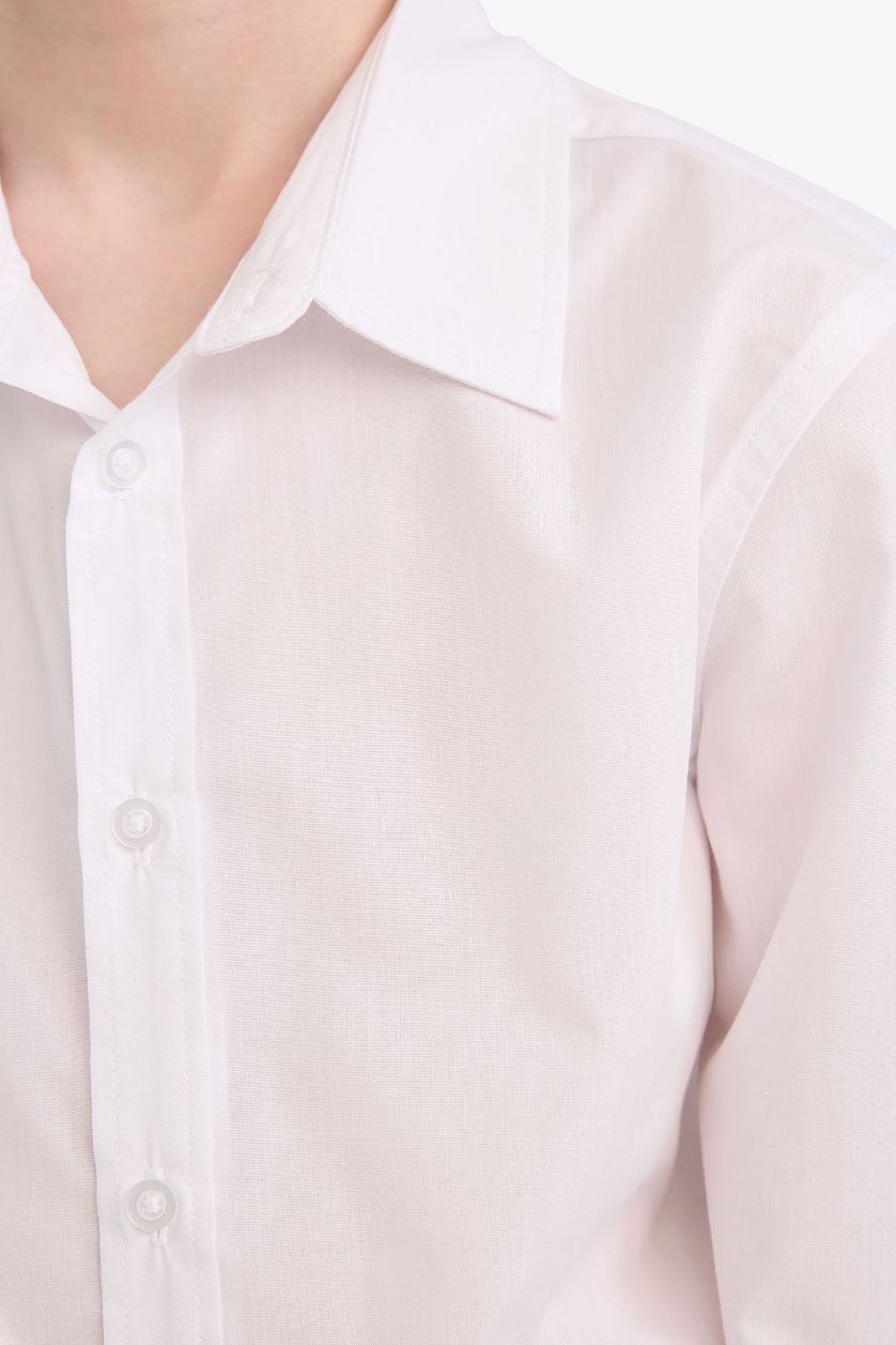 أولادي VIOLET WHITE قميص بولو كم طويل بوبلين قصة عادية