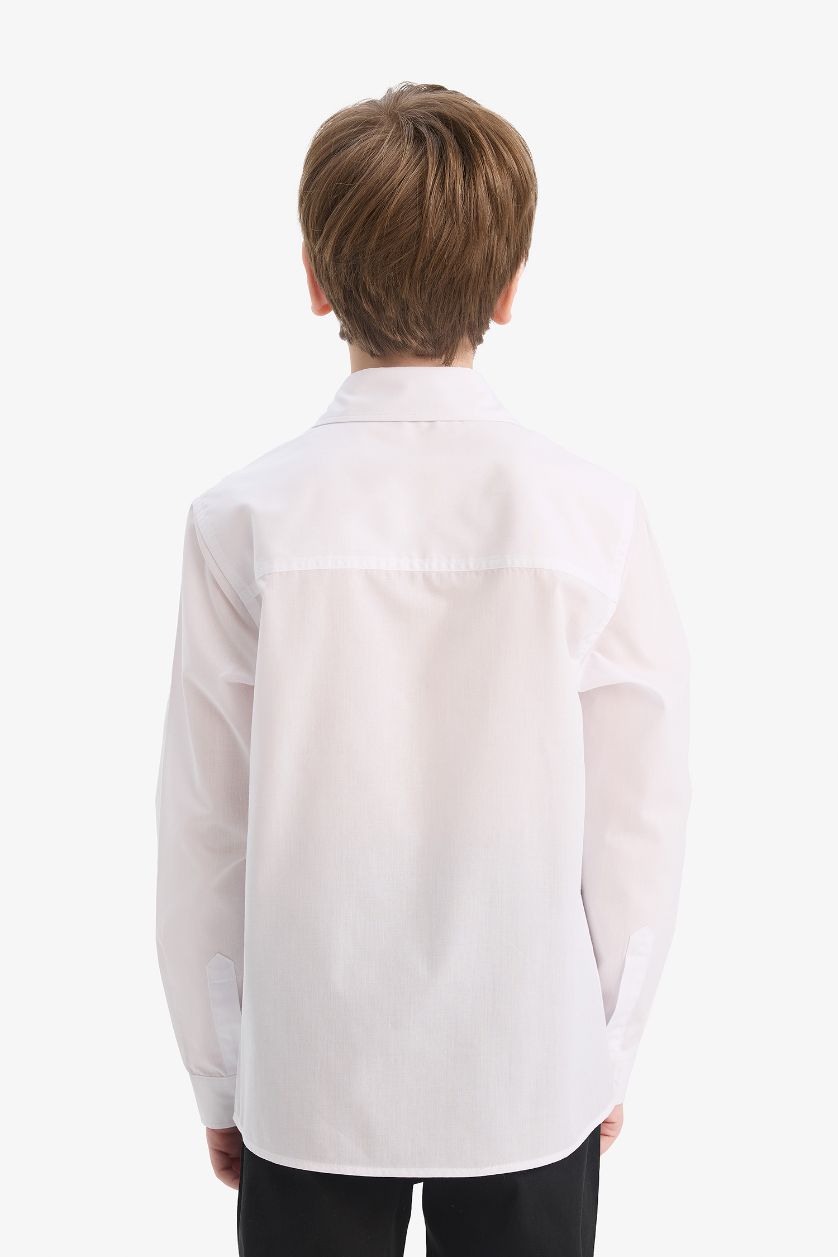 أولادي VIOLET WHITE قميص بولو كم طويل بوبلين قصة عادية