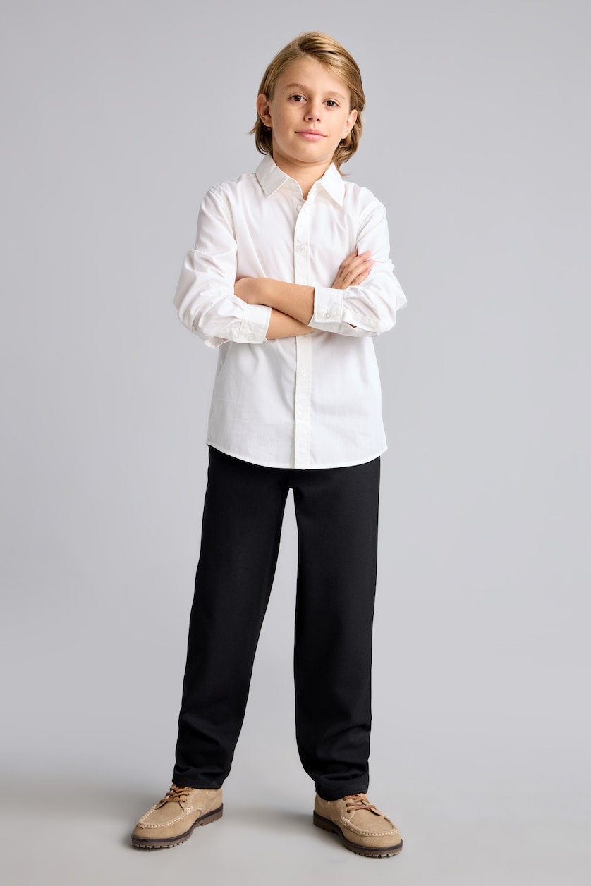 BOYS & TEENS VIOLET WHITE Boy Regular Fit Shirt Collar Poplin Long Sleeve Shirt