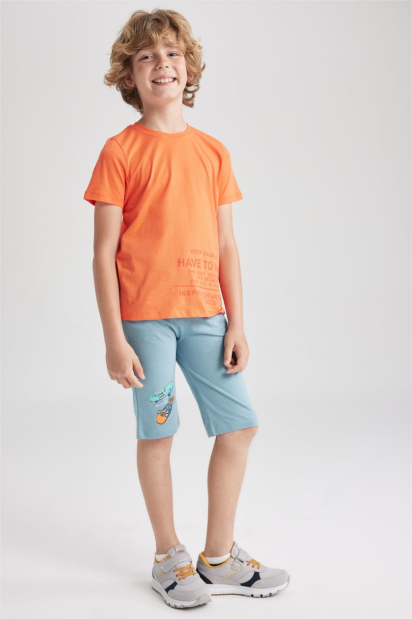 أولادي أزرق شورت اولادي طويل قطن ممشط قصة عادية