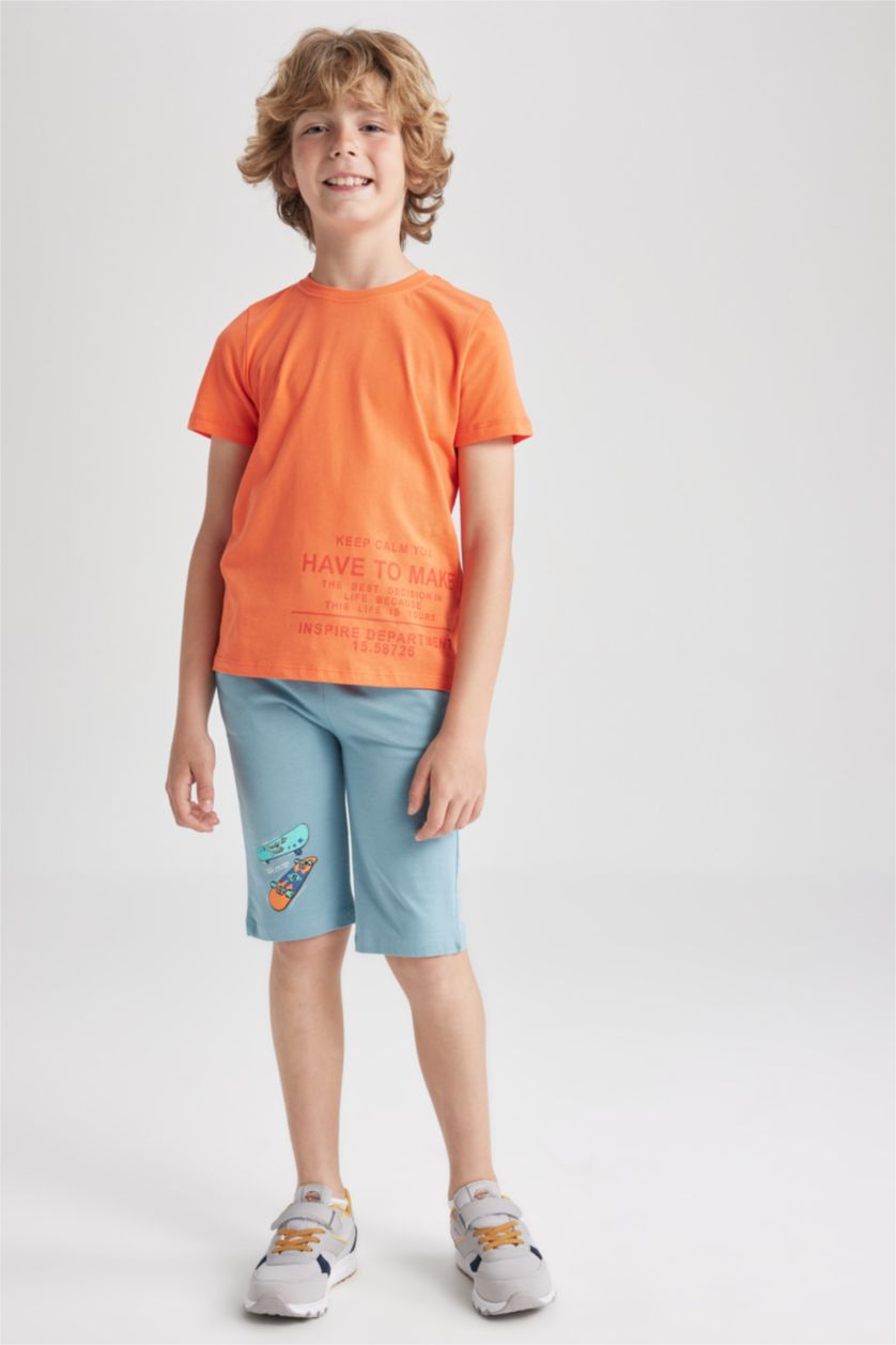 أولادي أزرق شورت اولادي طويل قطن ممشط قصة عادية