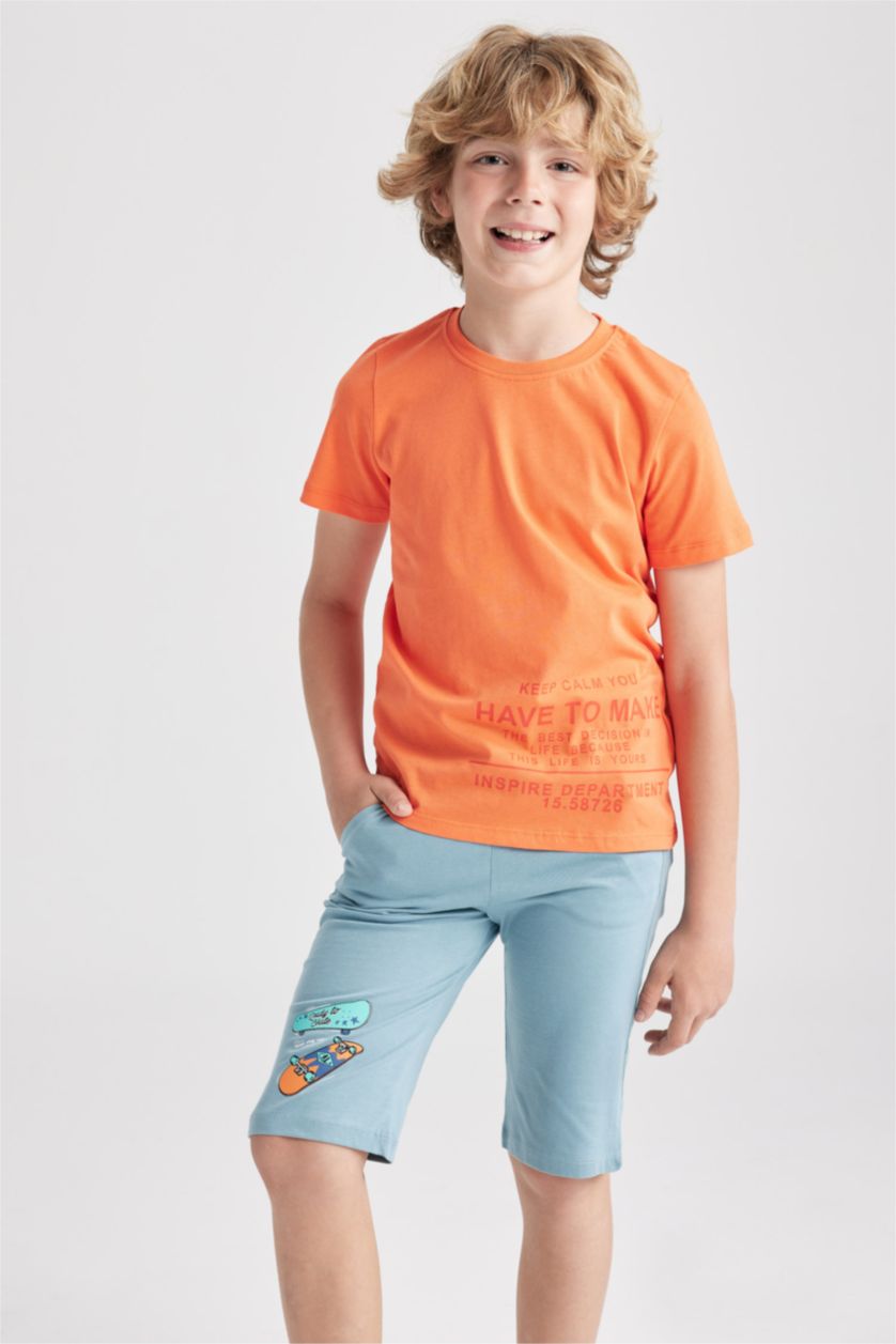 أولادي أزرق شورت اولادي طويل قطن ممشط قصة عادية