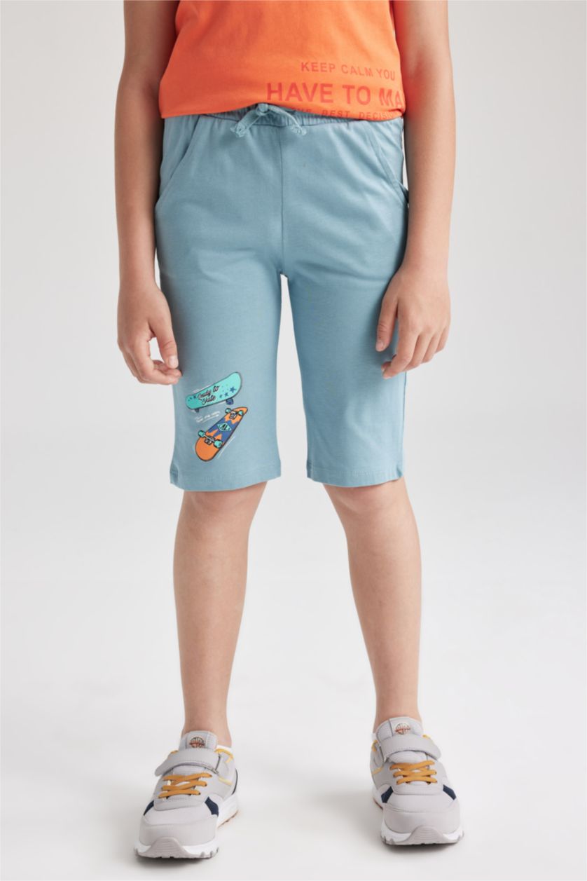 أولادي أزرق شورت اولادي طويل قطن ممشط قصة عادية