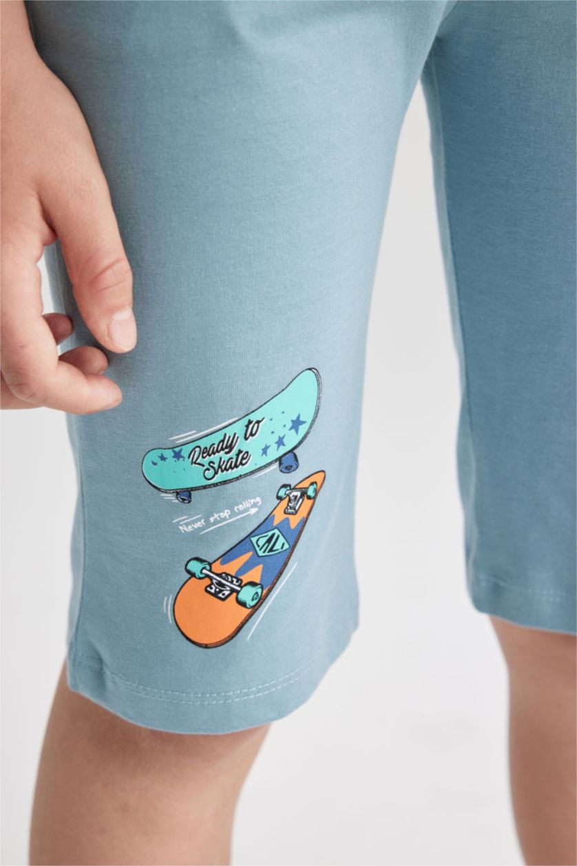 أولادي أزرق شورت اولادي طويل قطن ممشط قصة عادية