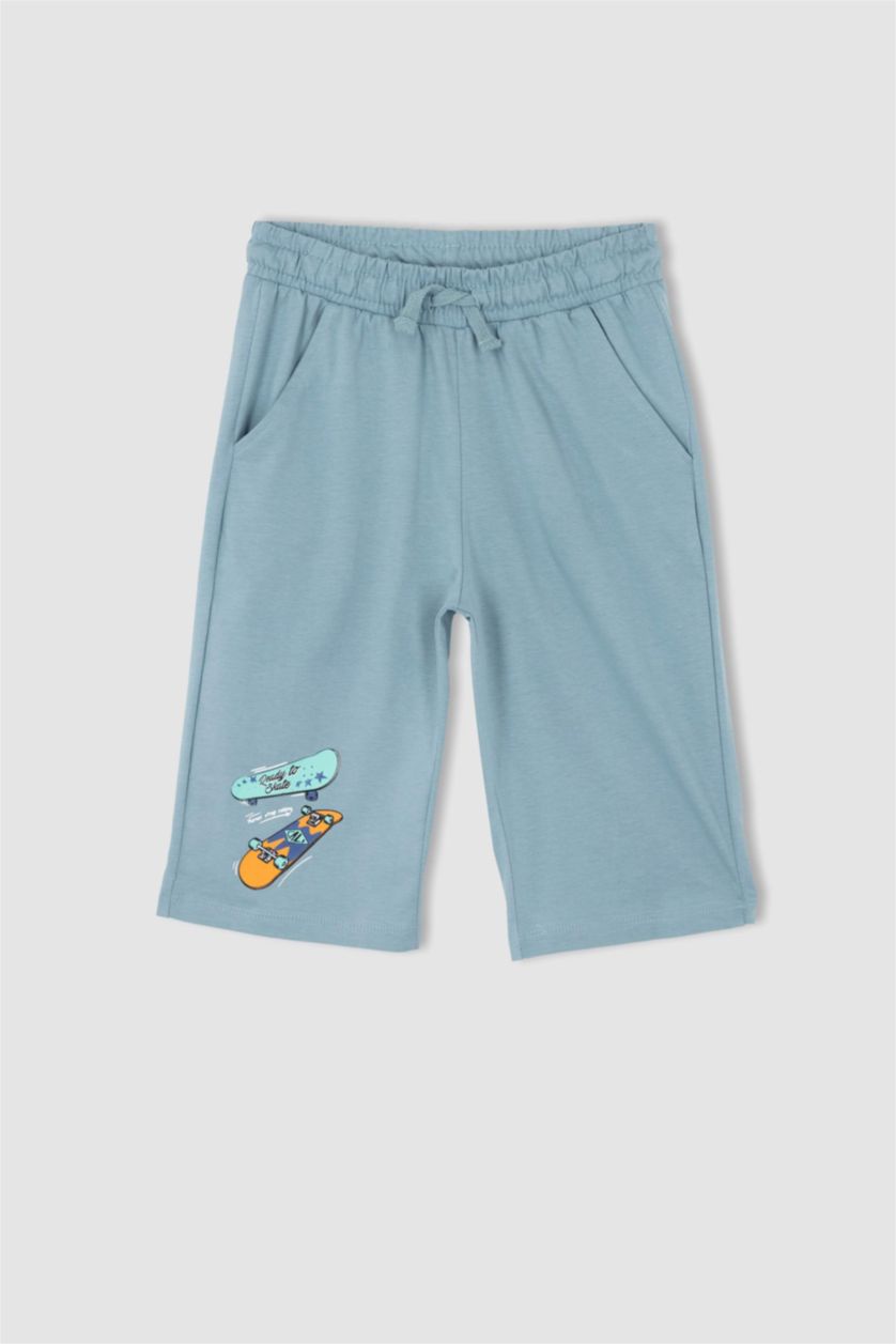 أولادي أزرق شورت اولادي طويل قطن ممشط قصة عادية