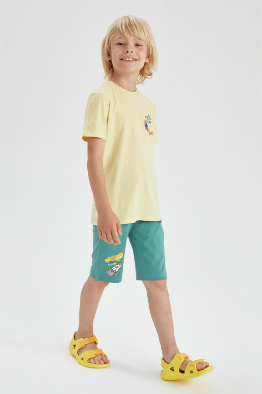 أولادي أخضر شورت اولادي طويل قطن ممشط قصة عادية