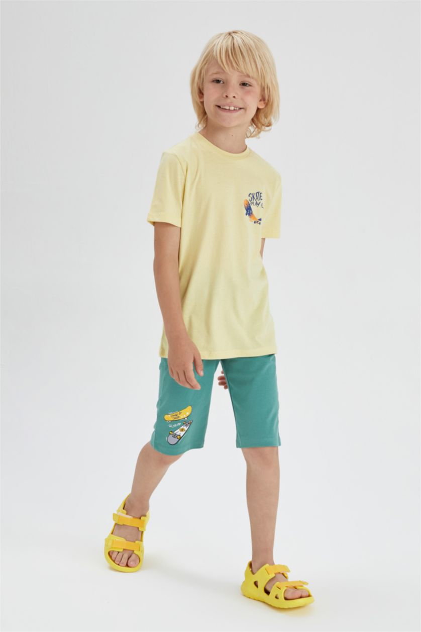 أولادي أخضر شورت اولادي طويل قطن ممشط قصة عادية