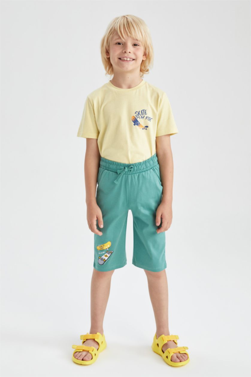 أولادي أخضر شورت اولادي طويل قطن ممشط قصة عادية