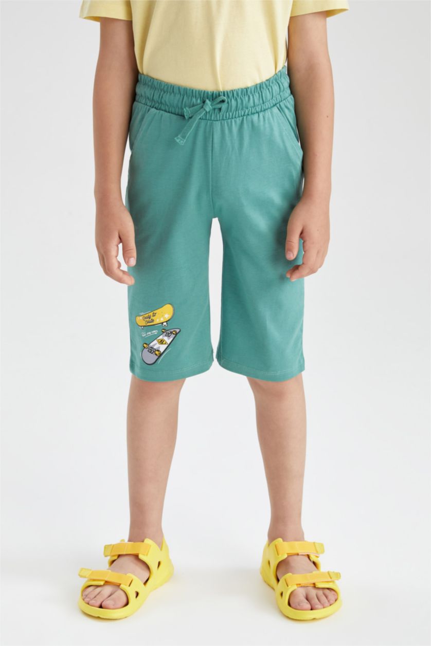 أولادي أخضر شورت اولادي طويل قطن ممشط قصة عادية