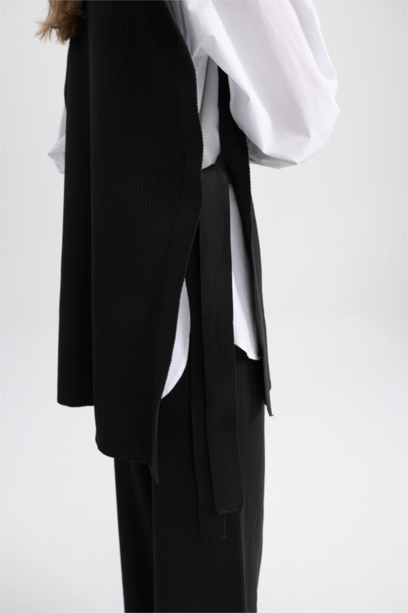 WOMAN Black Regular Fit Crew Neck Vest