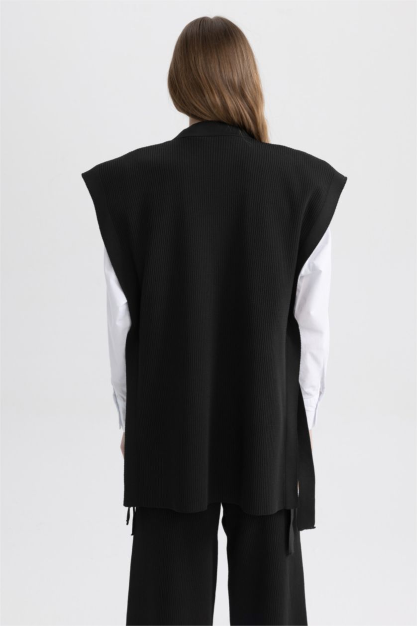 WOMAN Black Regular Fit Crew Neck Vest