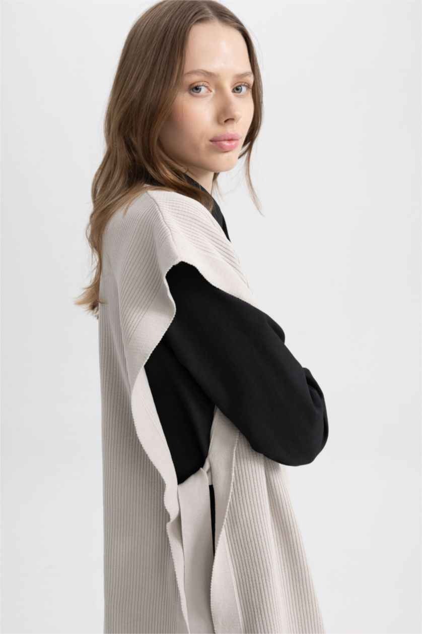 FEMME Gris Gilet Coupe Régulière Col rond