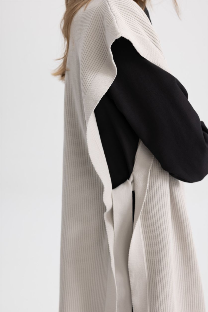 FEMME Gris Gilet Coupe Régulière Col rond