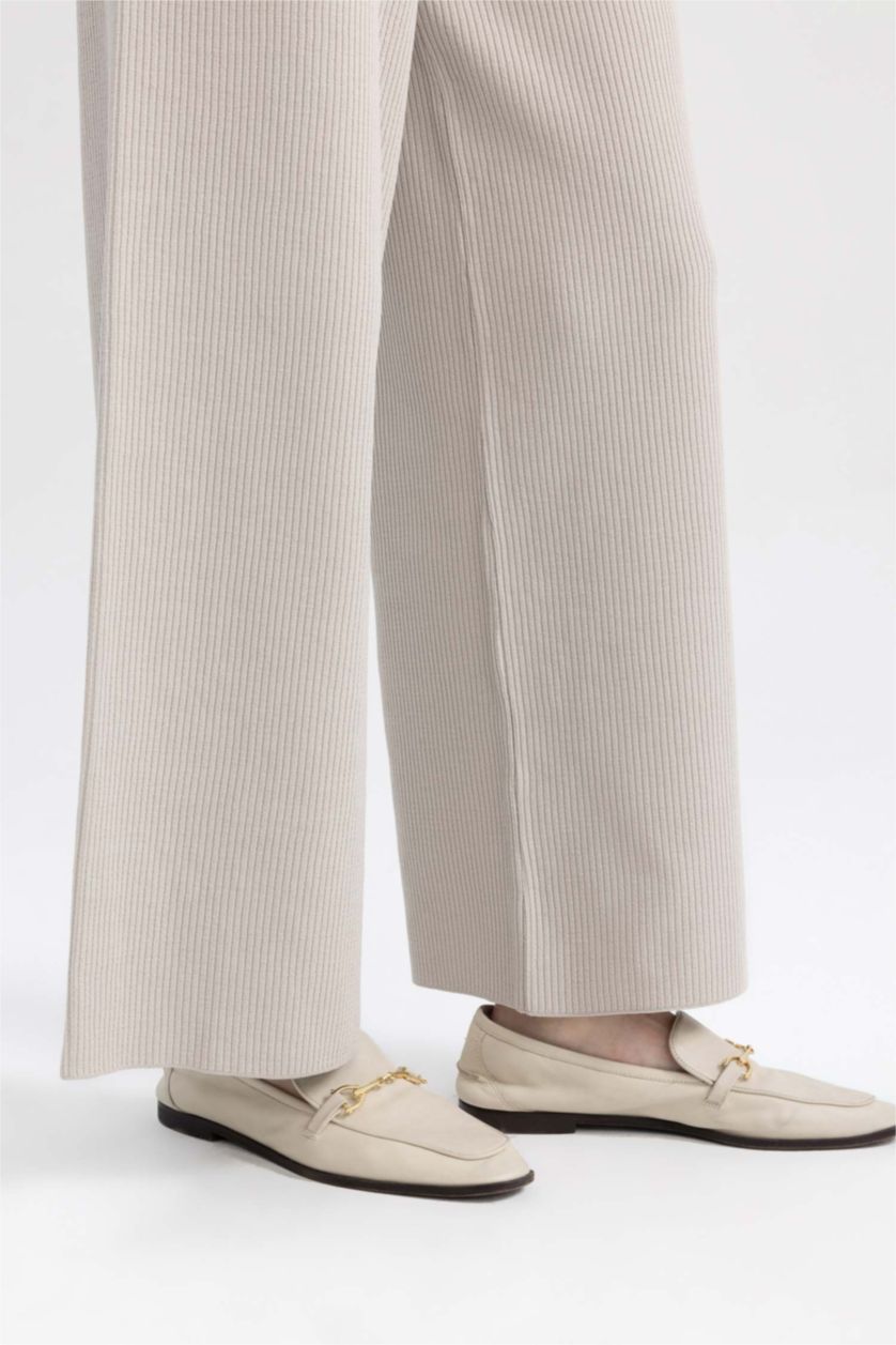 نساء رمادي بنطلون تريكو بيزك قصة مريحة