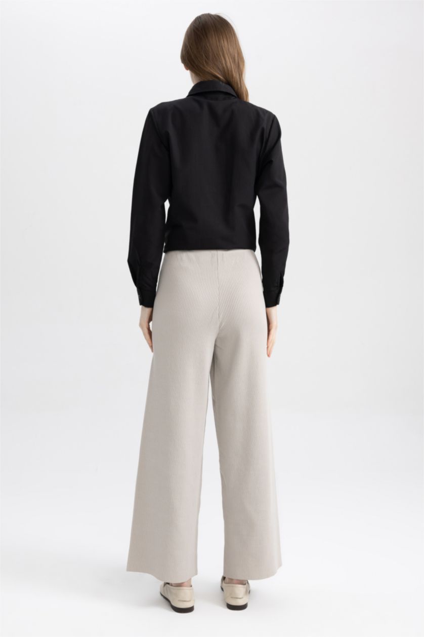 نساء رمادي بنطلون تريكو بيزك قصة مريحة