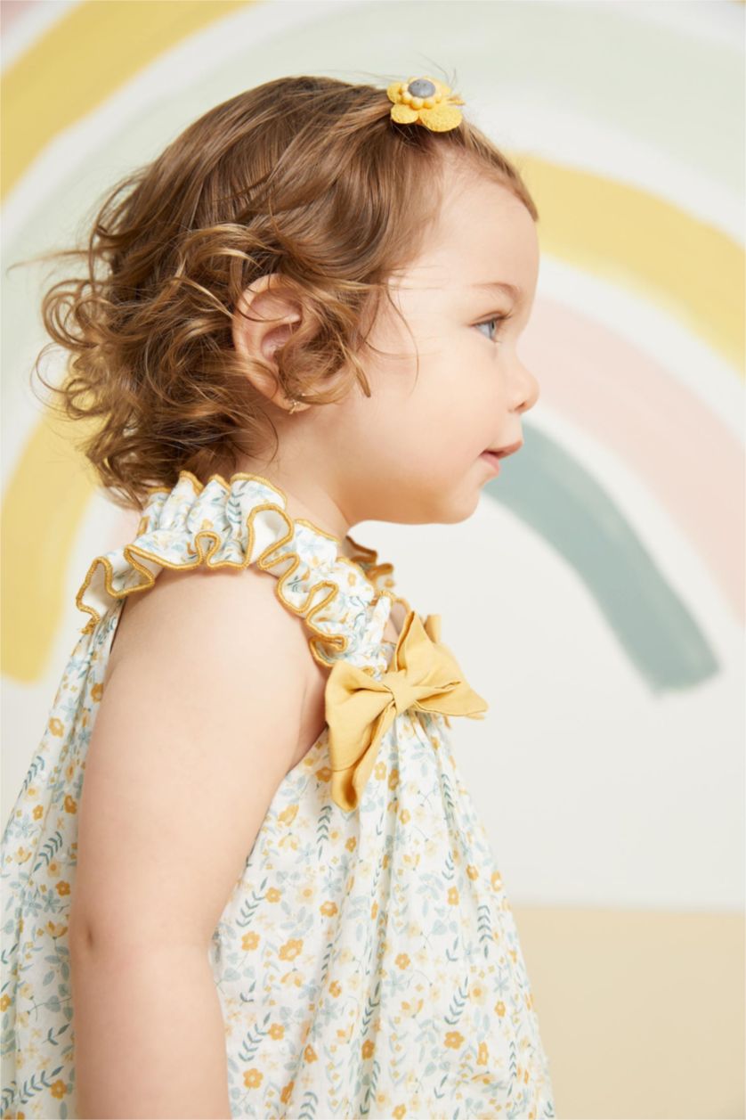 BÉBÉ FILLE Écru Ensemble En Tricot Lin Fleur Sans Manches 2 BéBé Fille