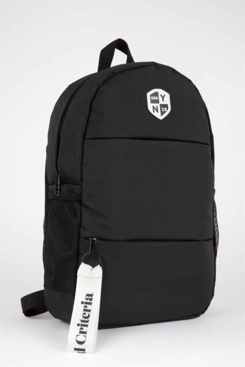 Erkek Siyah Unisex Su İtici Kendini Onaran Laptop Bölmeli Baskılı Okul Sırt Çantası