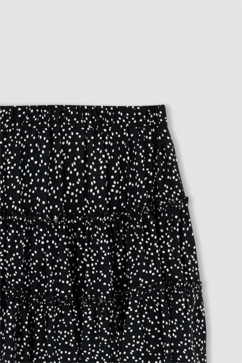 WOMAN Black High Waisted Floral Print Viscose Mini Skirt