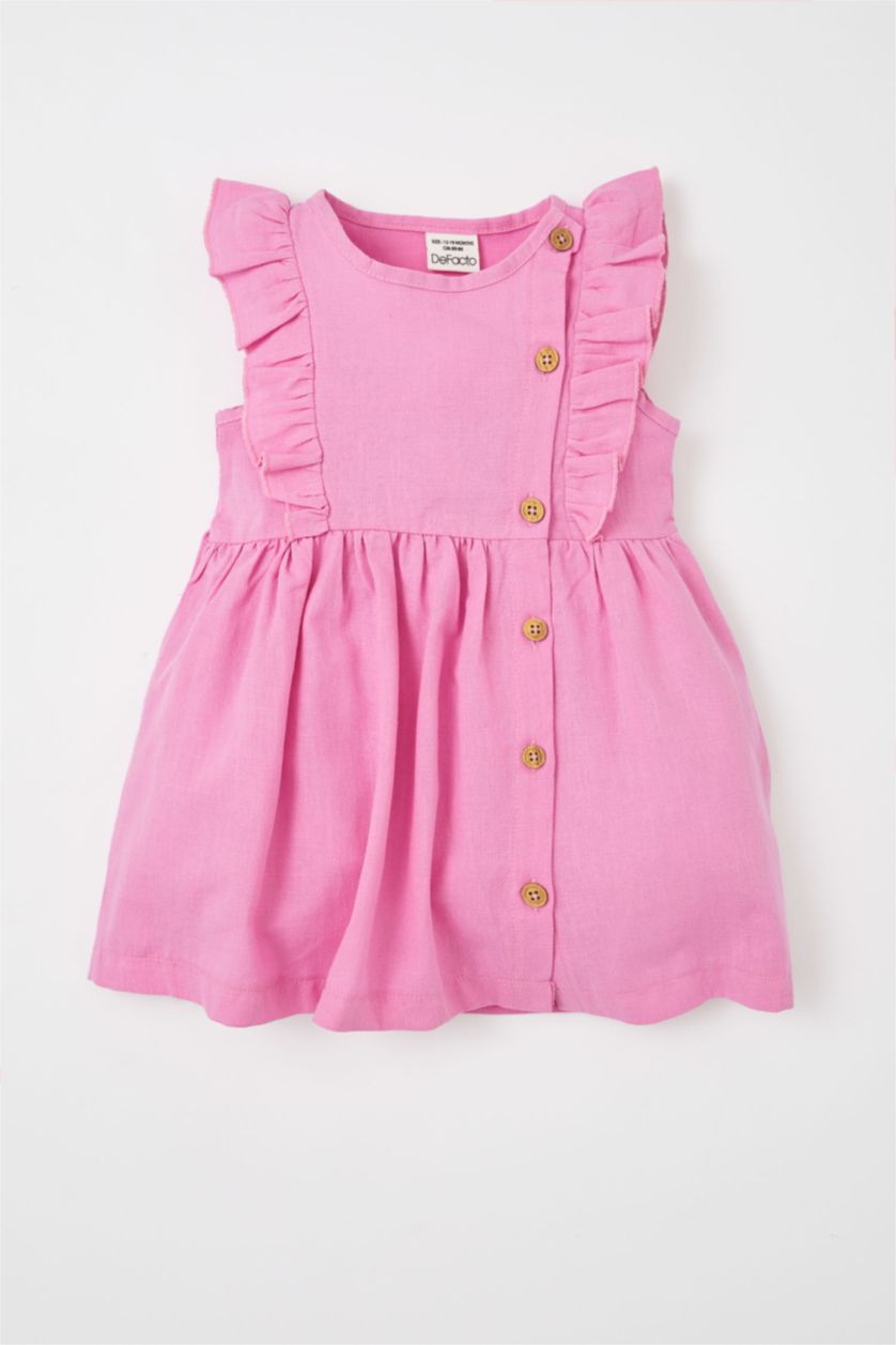 BÉBÉ FILLE Violet Robe bébé fille coupe classique basique à col rond sans manches aspect lin