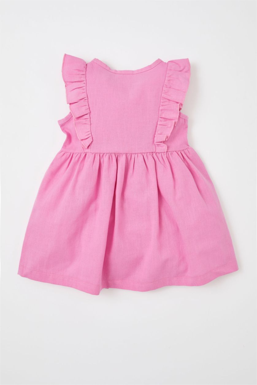 BÉBÉ FILLE Violet Robe bébé fille coupe classique basique à col rond sans manches aspect lin