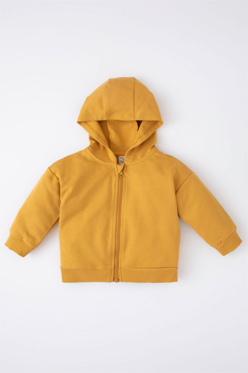 Малыши мальчики Желтый Кардиган с капюшоном из тонкой ткани для малышей мальчиков