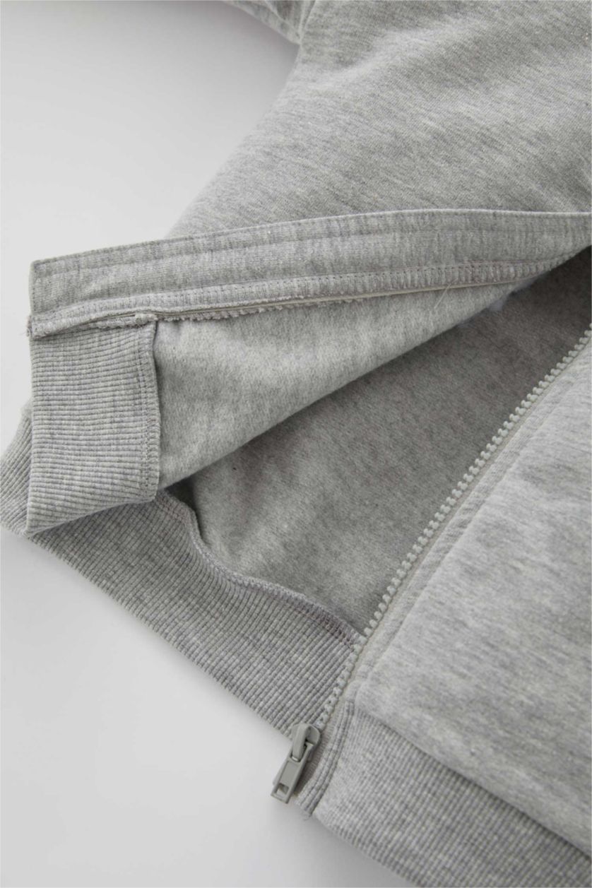 BABY BOY Grey Melange Regular Fit Hooded Cardigan