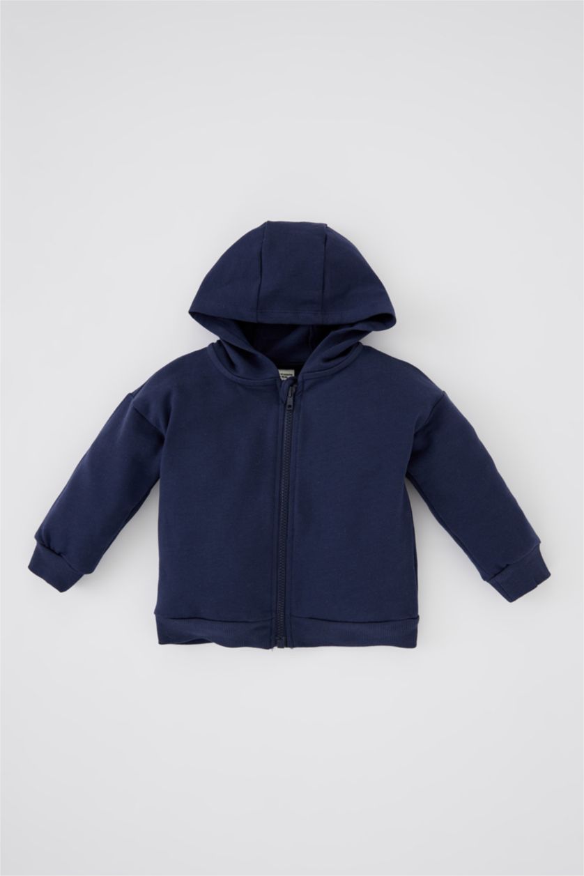 BÉBÉ GARÇON Indigo Cardigan Tissu Sweat Fin À capuche