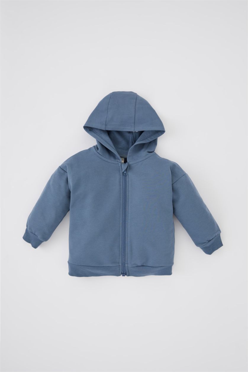 Малыши мальчики Светло-индиговый Кардиган стандартного кроя с капюшоном мягкий для мальчиков