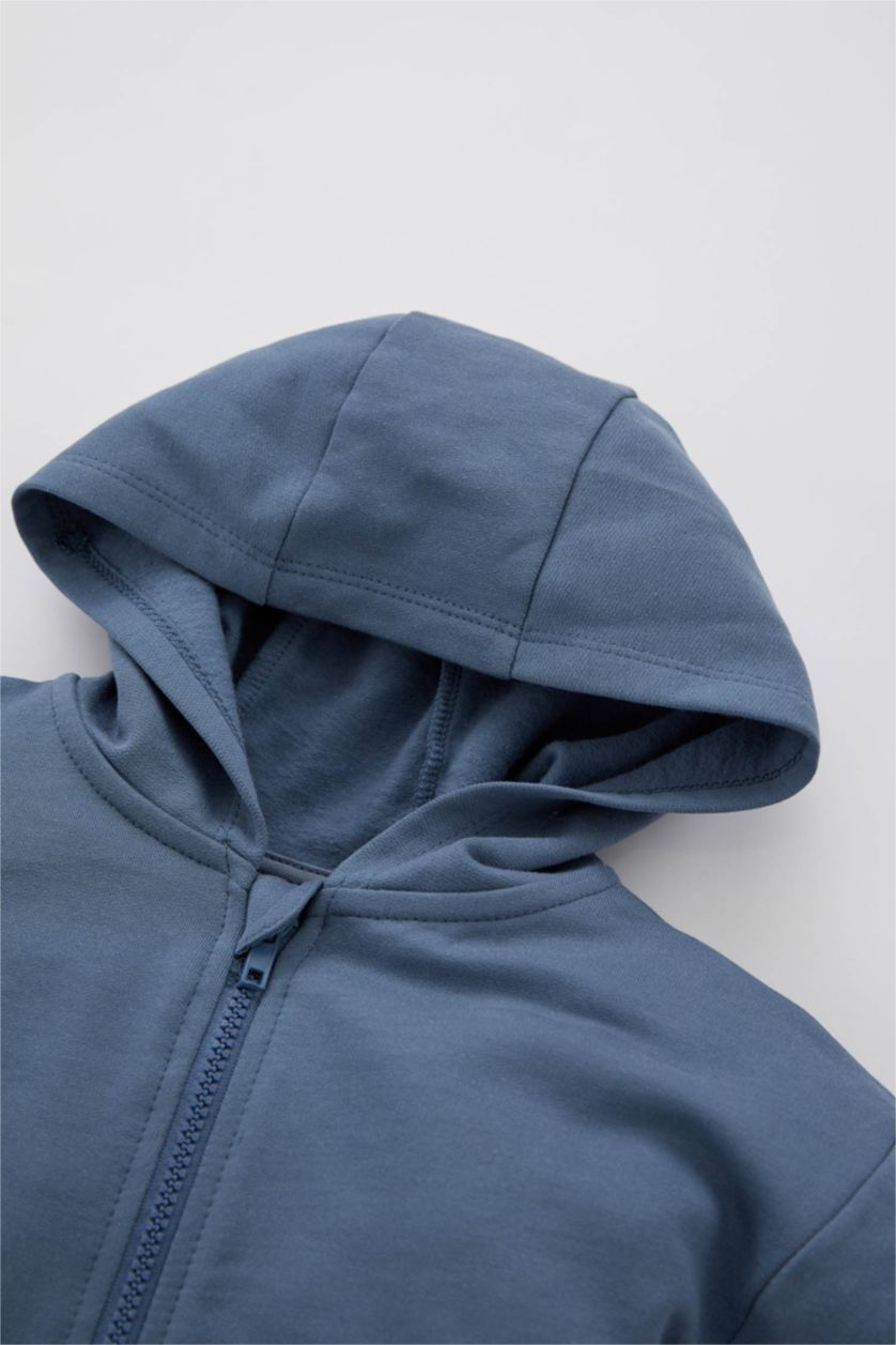 Малыши мальчики Светло-индиговый Кардиган стандартного кроя с капюшоном мягкий для мальчиков