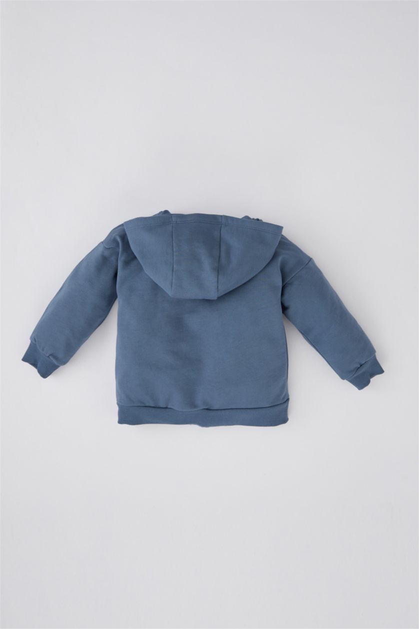 Малыши мальчики Светло-индиговый Кардиган стандартного кроя с капюшоном мягкий для мальчиков