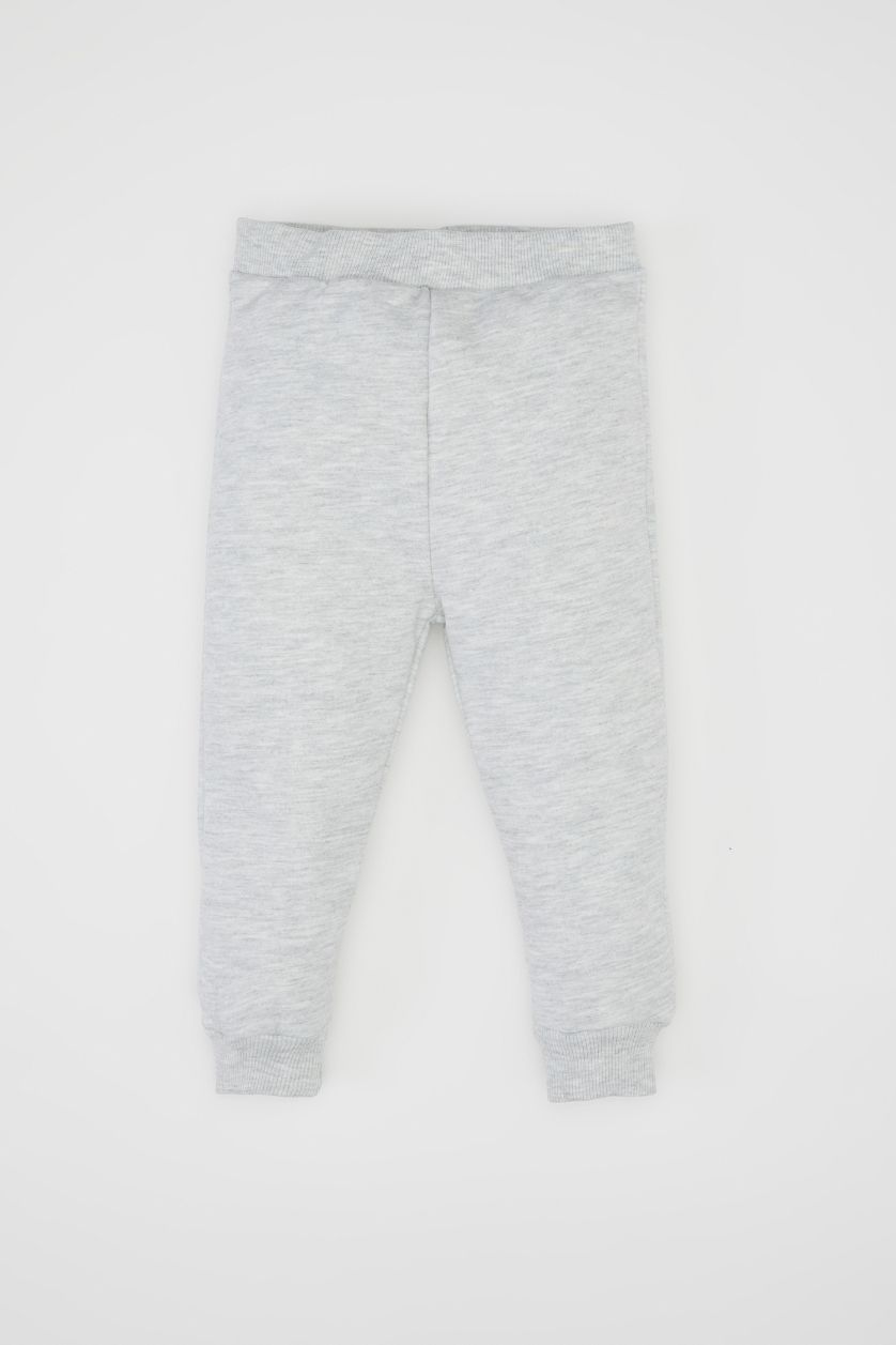 طفل صغير ميلانج رمادي فاتح طقم بيبي اولادي سويت شيرت وسويت بانتس ملون خفيف قصة عادية - قطعتين