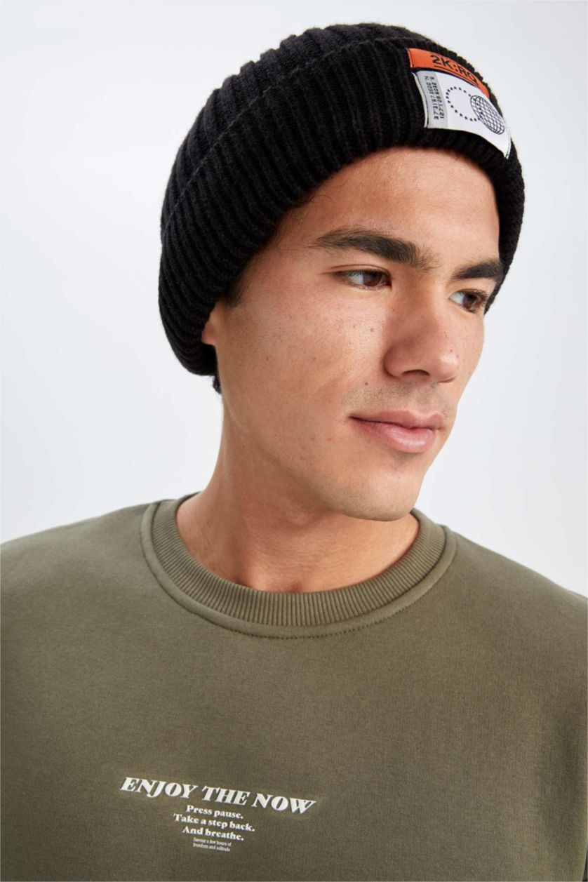 HOMME Noir Bonnet d'hiver