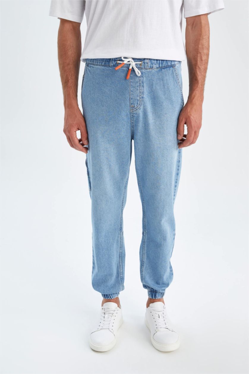 Man Light Blue jogger Trousers