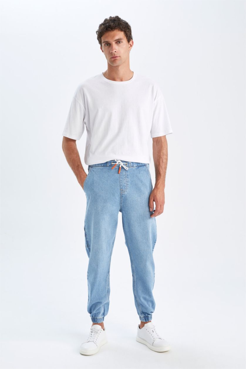 Man Light Blue jogger Trousers