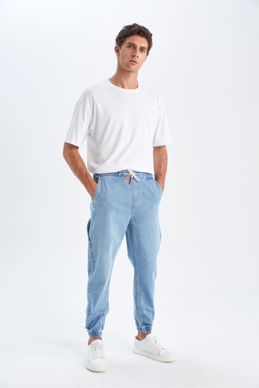 Man Light Blue jogger Trousers